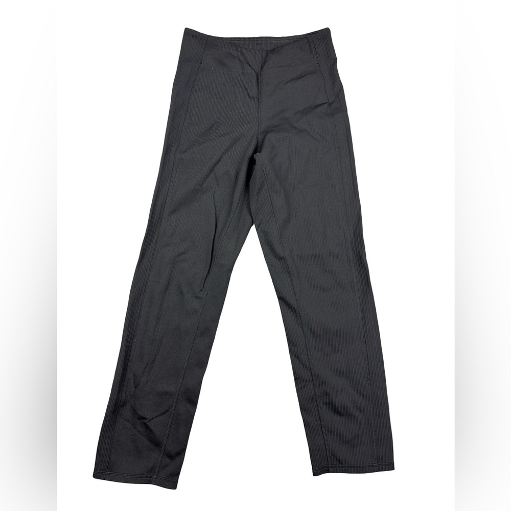 Senita Athletics Black Ribbed High Rise Stretch Comfy Lounge Straight Pants XS